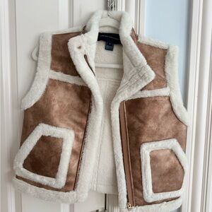 French Connection Cream Faux Fur Vest